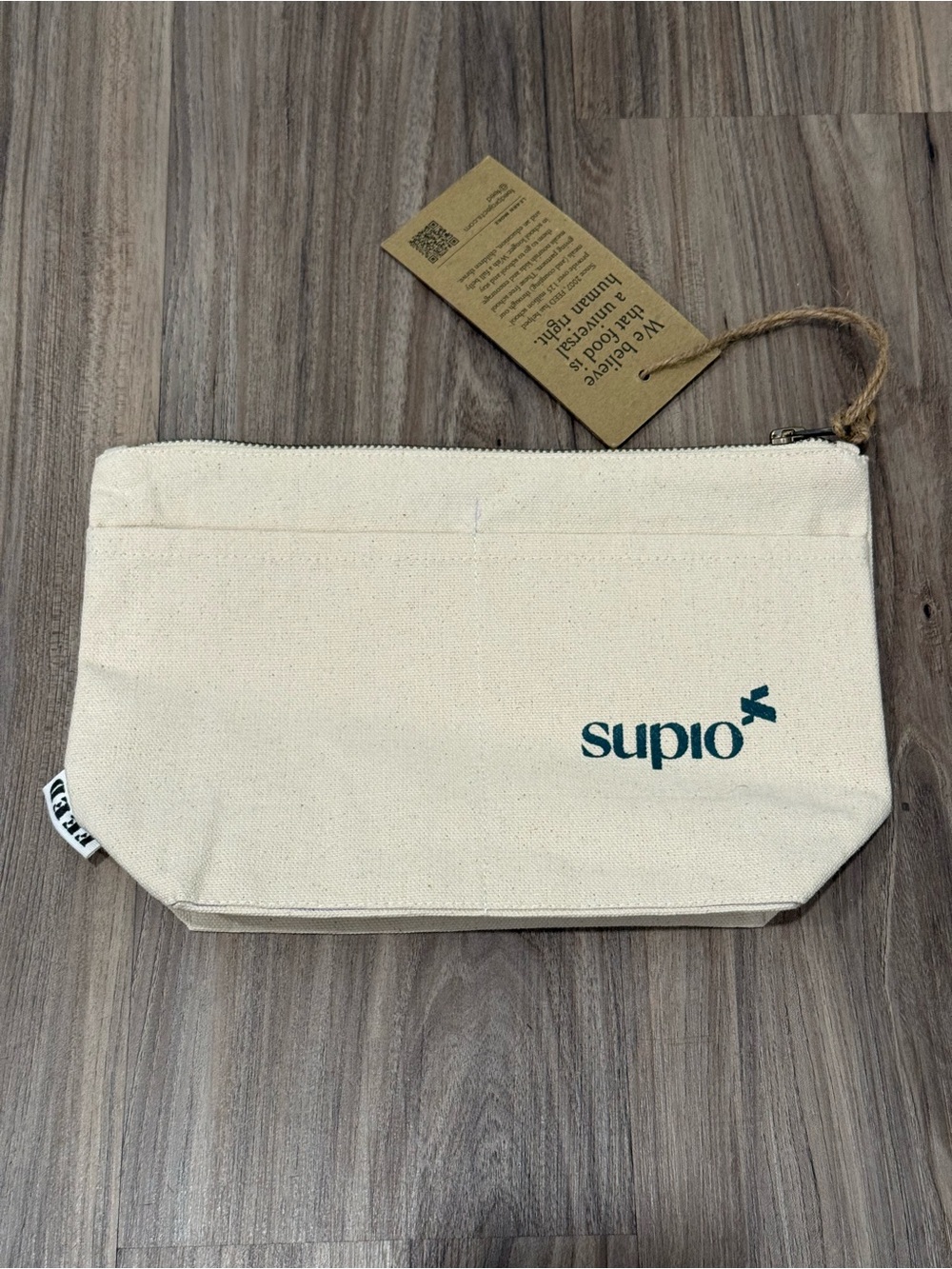 NWT Cream Canvas Zip Pouch Bag